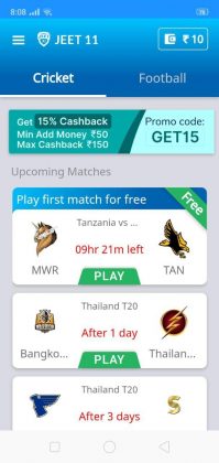 Tap on Fantasy Cricket, move to Dashboard, and select any of the matches you are playing.