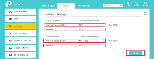 Modify the ACT WIFI SSID and Password