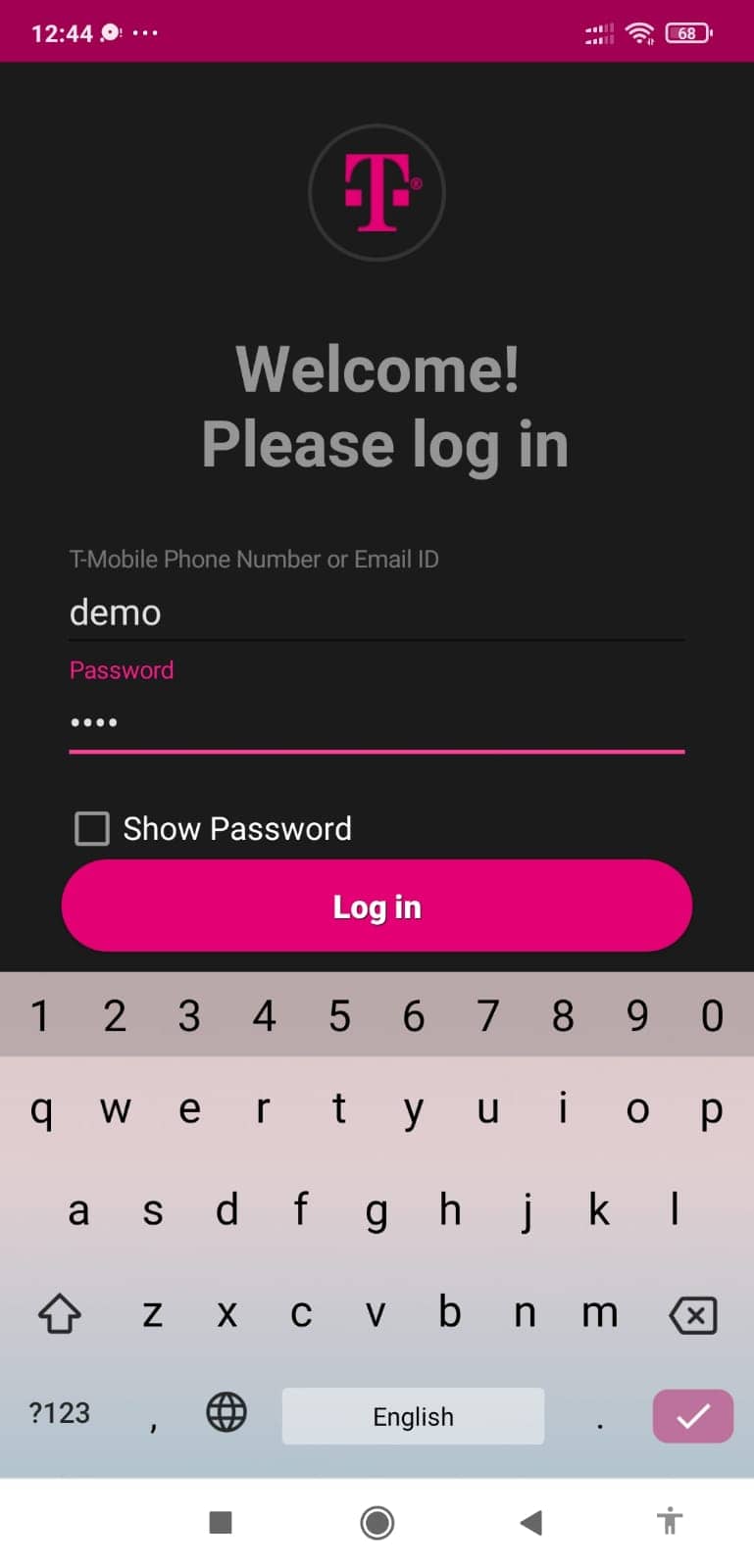 T-Mobile Log in with ID for the first time